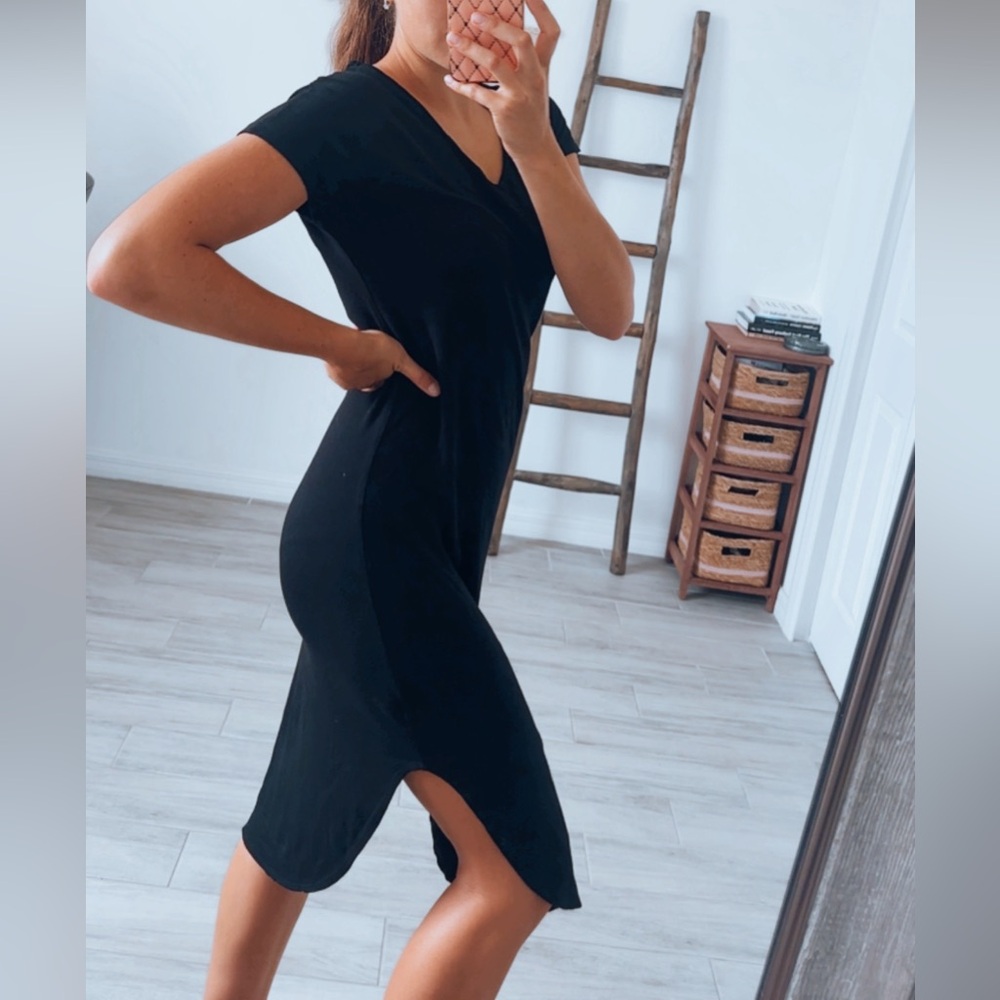 Antistar Black Casual Rounded Hen Midi Dress XS
